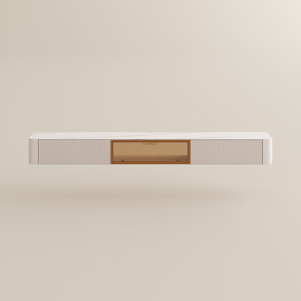 Modern Beige Glossy Sintered Stone TV Stands