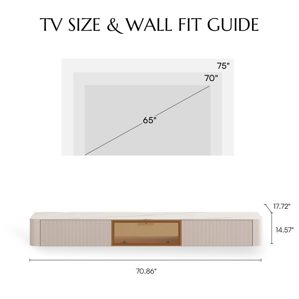 Floating Beige Glossy Sintered Stone TV Stands