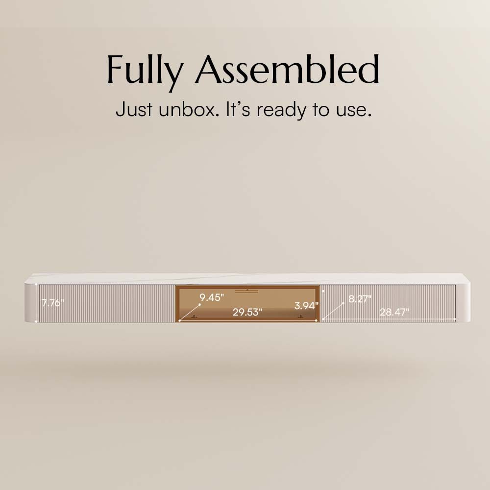 FLOAT Beige Glossy Sintered Stone TV Stands