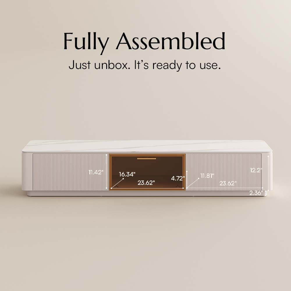 Large White Glossy Sintered Stone TV Stands