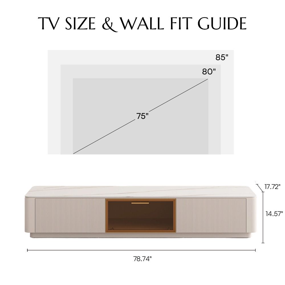 Long White Glossy Sintered Stone TV Stands