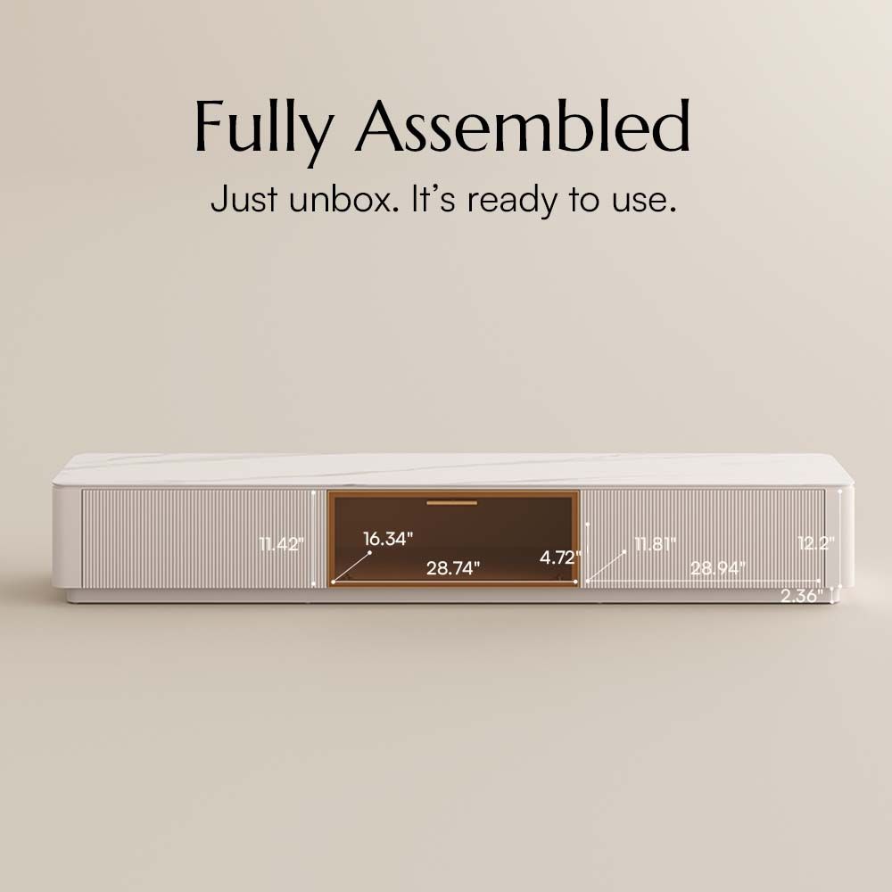 Sintered Stone White Glossy Sintered Stone TV Stands