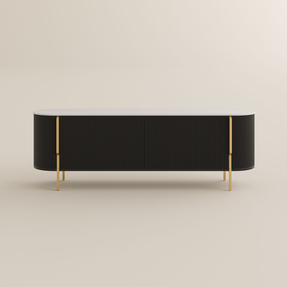 Fluted Black & White Engineered Wood TV Stands