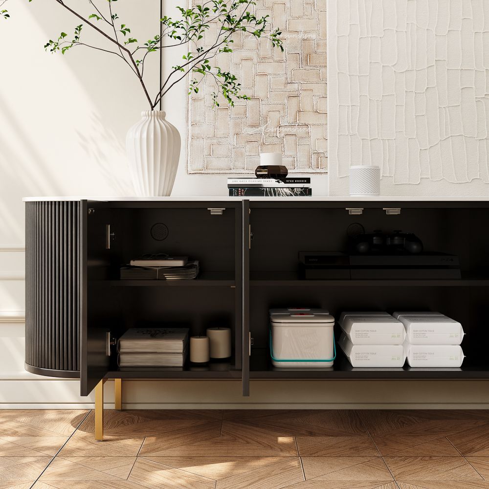Modern Black & White Engineered Wood TV Stands