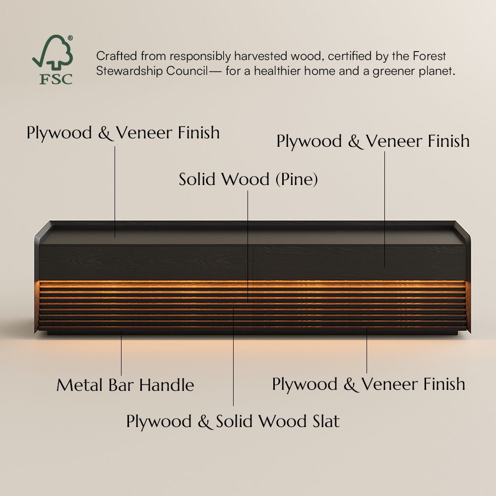 with LED Lights Black Plywood TV Stands