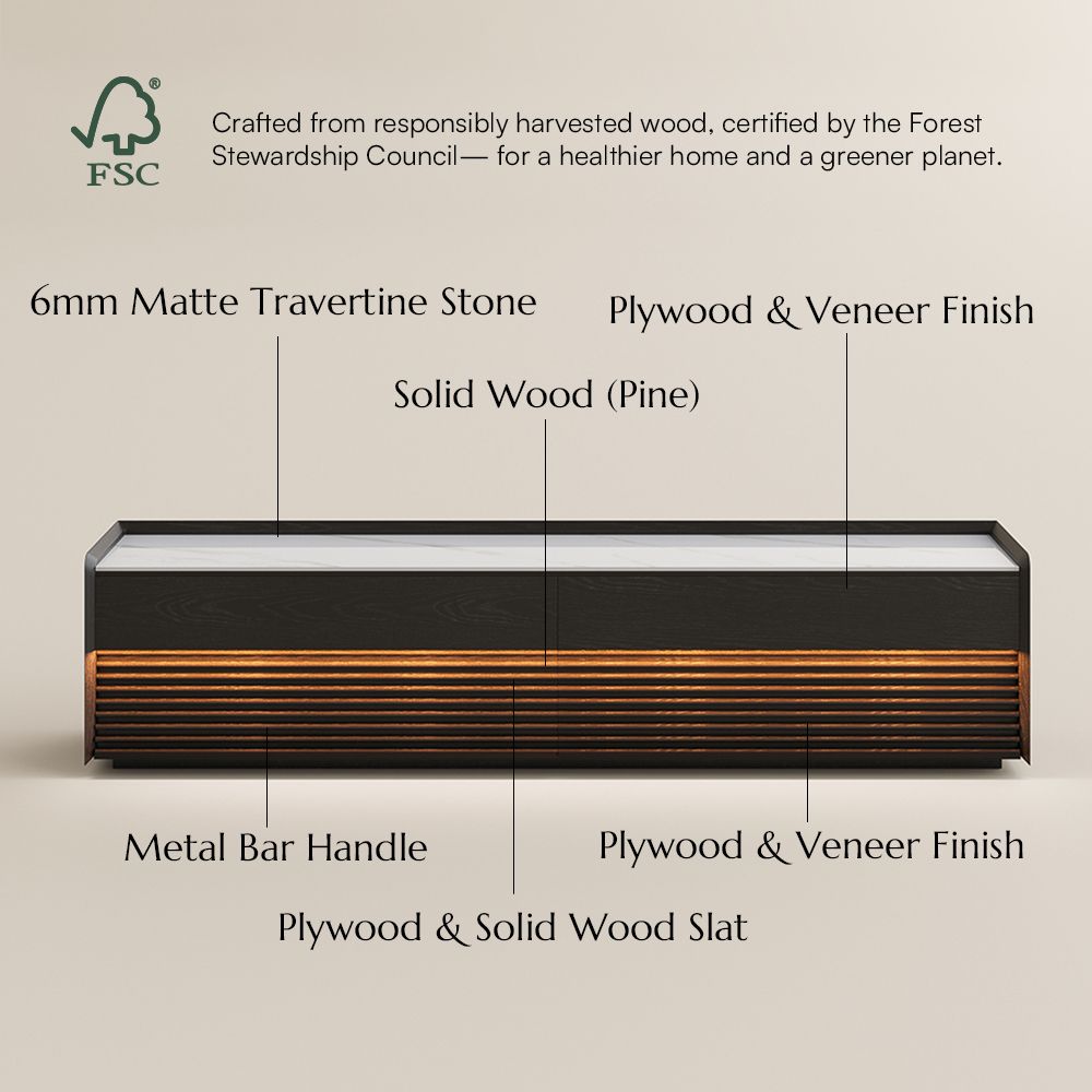 Sintered Stone Black Plywood TV Stands