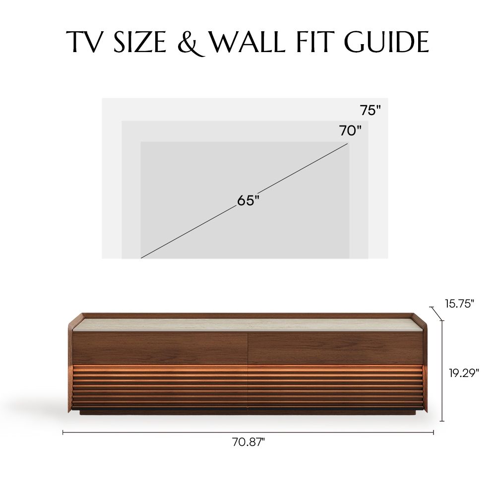 with Travertine Stone Top Walnut Color Plywood TV Stands