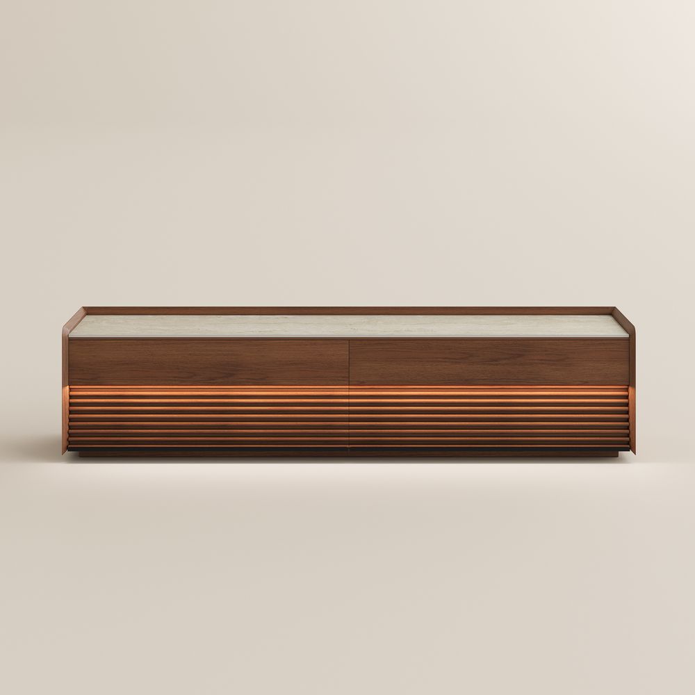 Long Walnut Color Plywood TV Stands