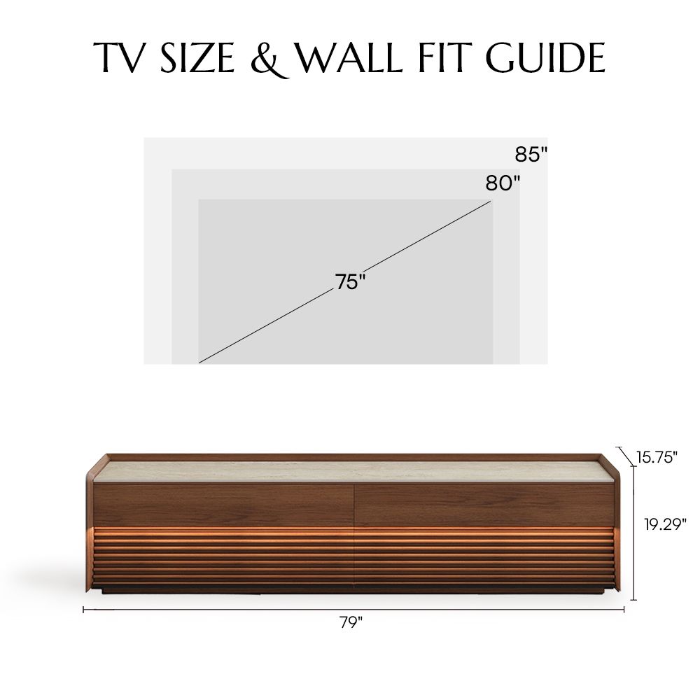 with Travertine Stone Top Walnut Color Plywood TV Stands