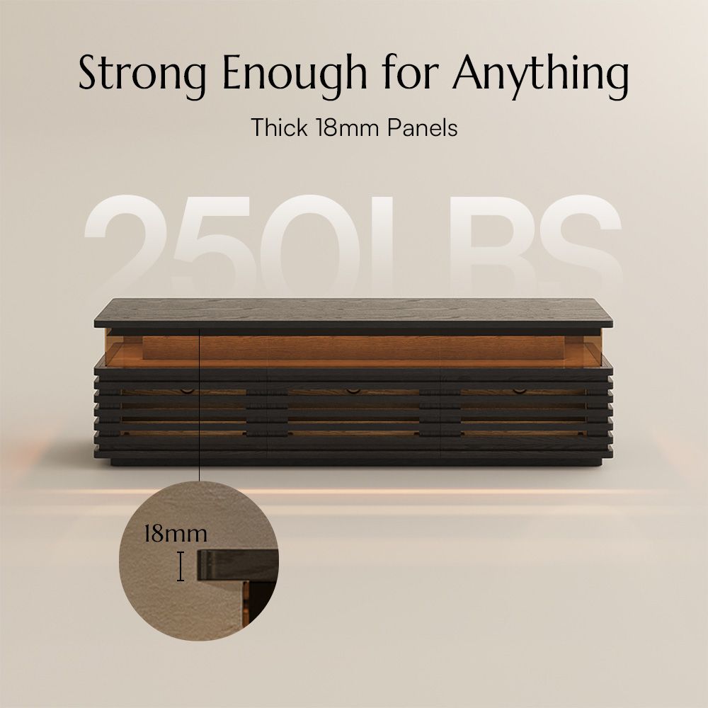 Slatted Design Black Engineered Wood TV Stands