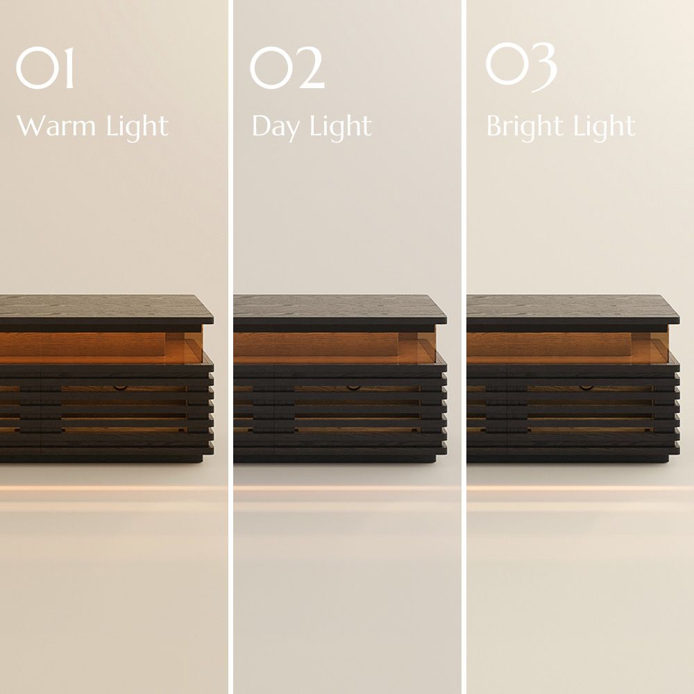 Slatted Design Black Engineered Wood TV Stands