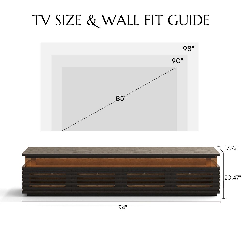 Slatted Design Black Engineered Wood TV Stands