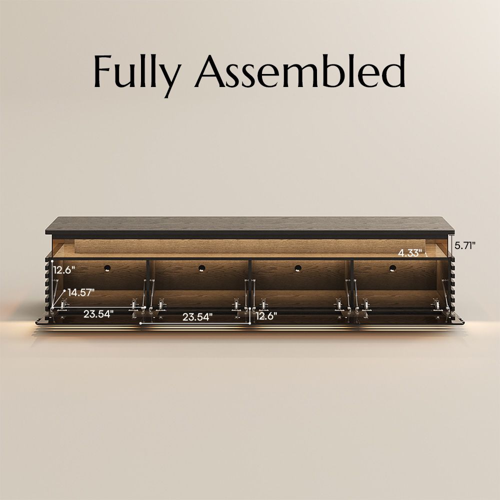 Slatted Design Black Engineered Wood TV Stands