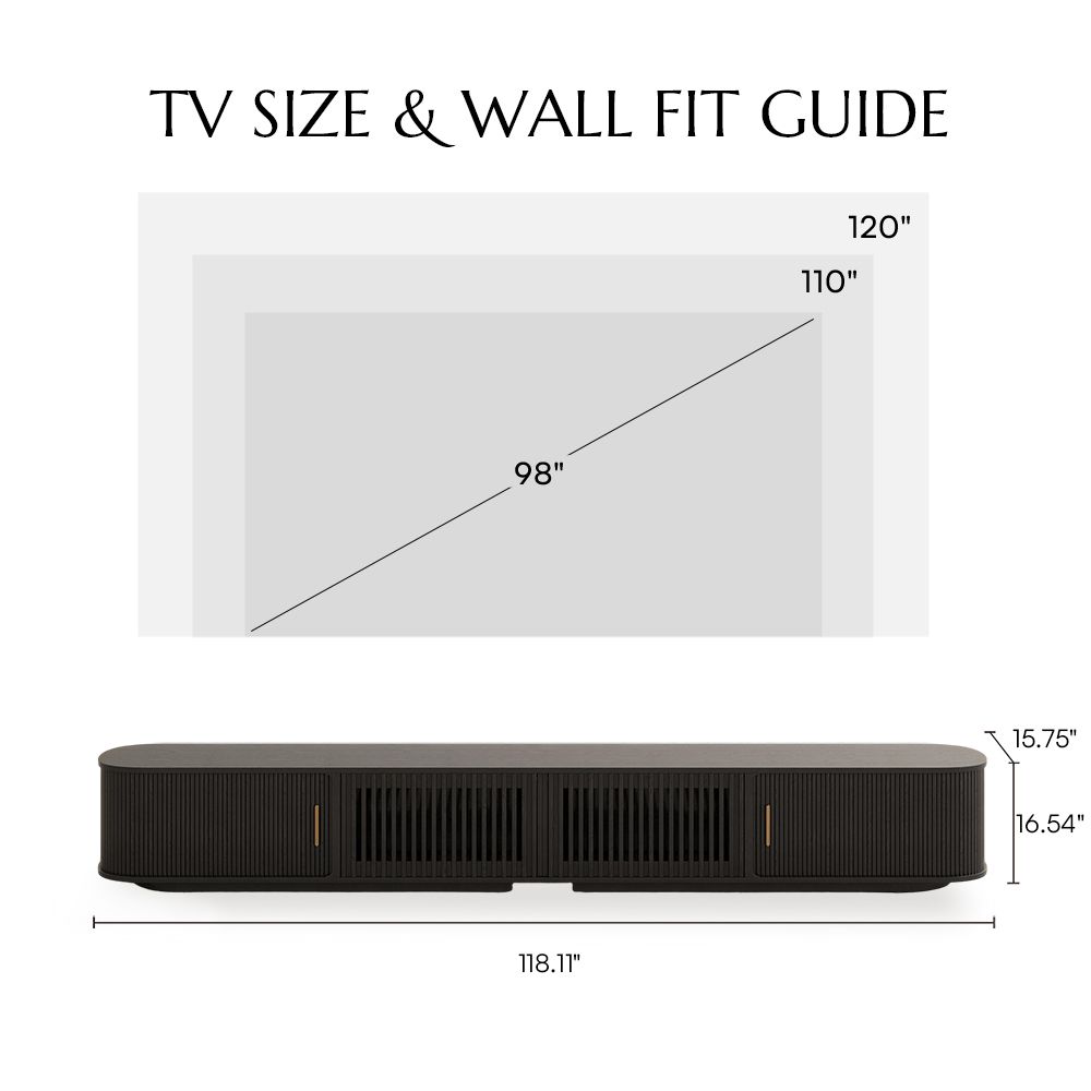 Floor TV Stand Black Plywood TV Stands