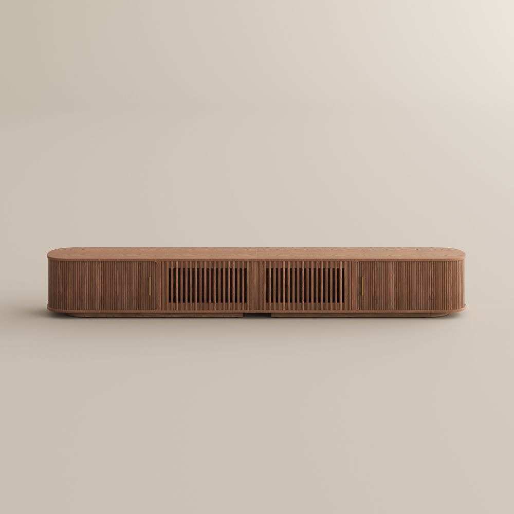 Partly Assemble Walnut Color Plywood TV Stands