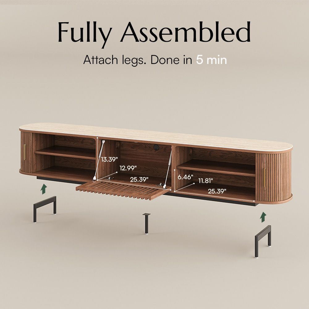 Modern Walnut Color Sintered Stone TV Stands