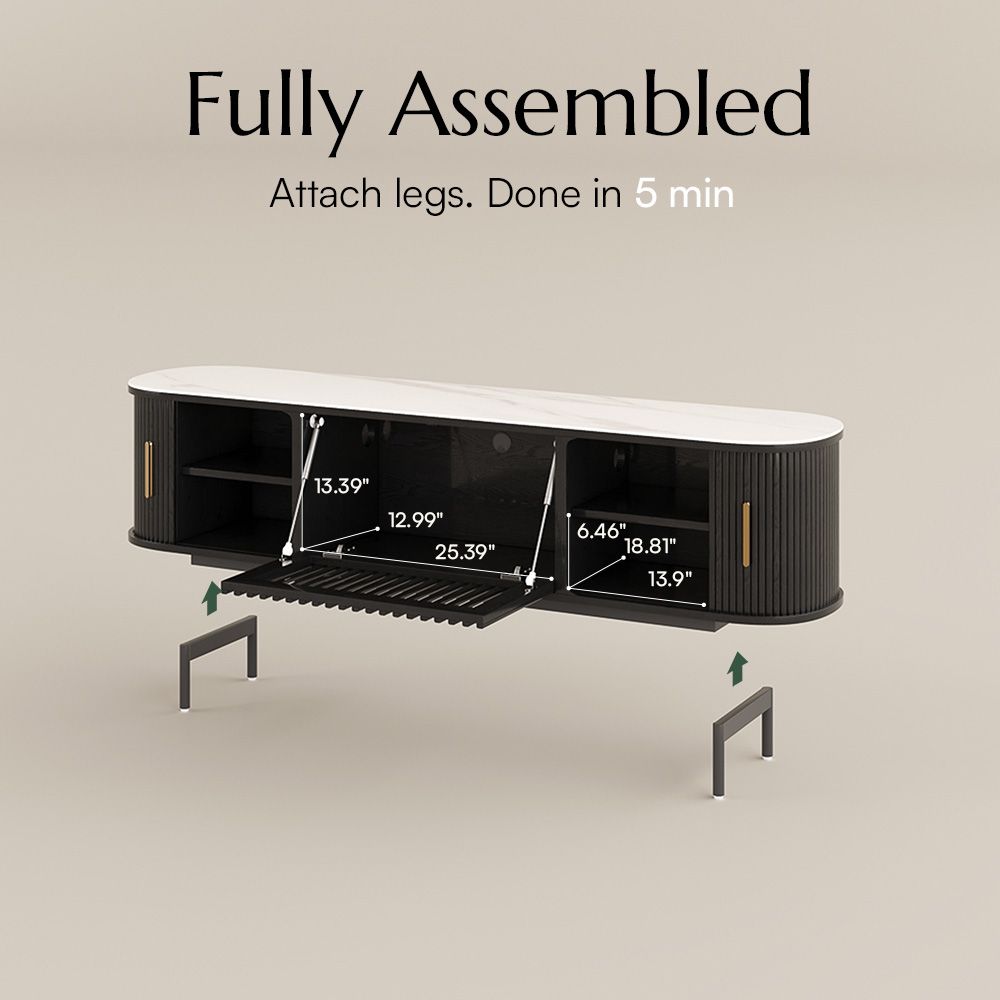 Fluted Black Plywood TV Stands