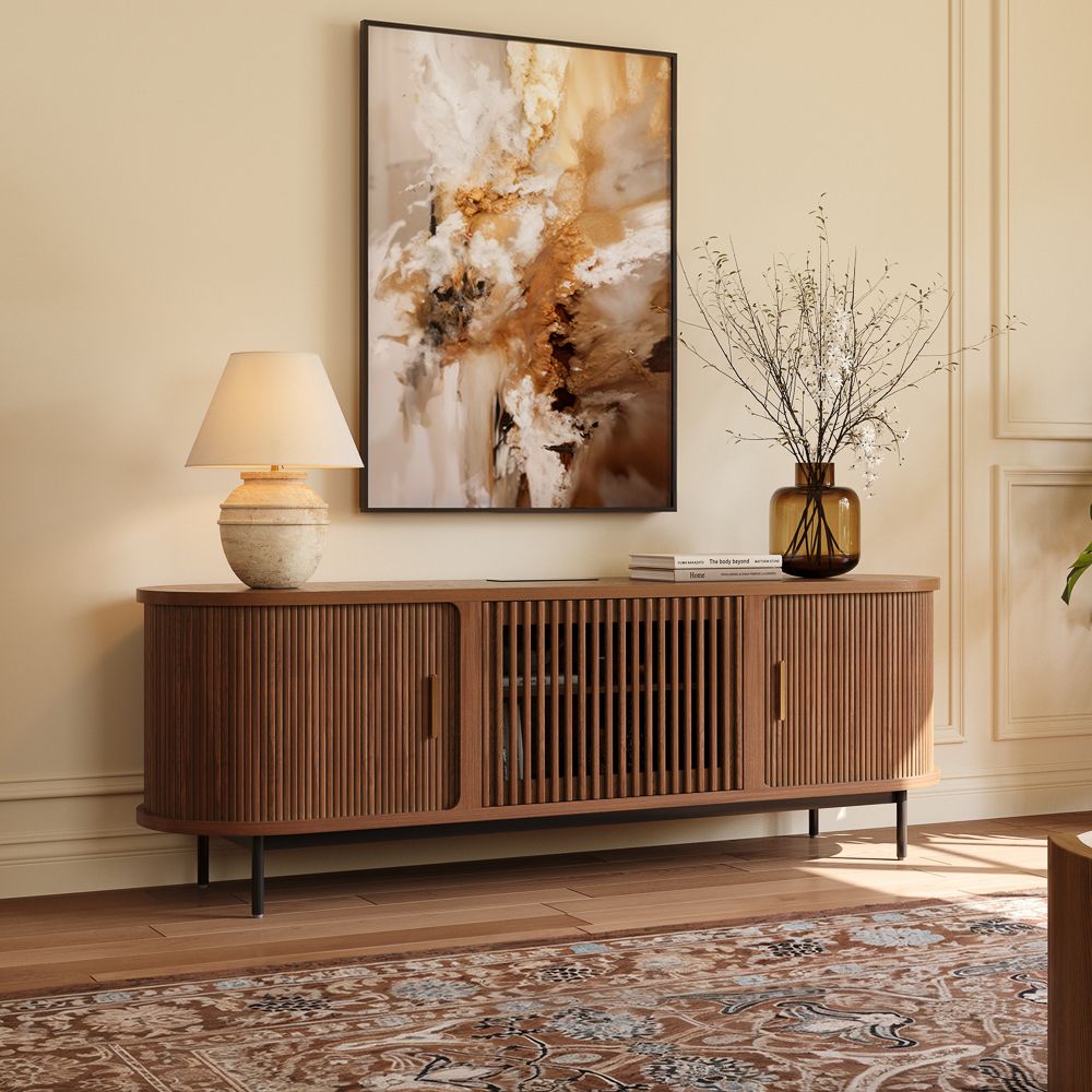 Walnut Color Engineered Wood TV Stands