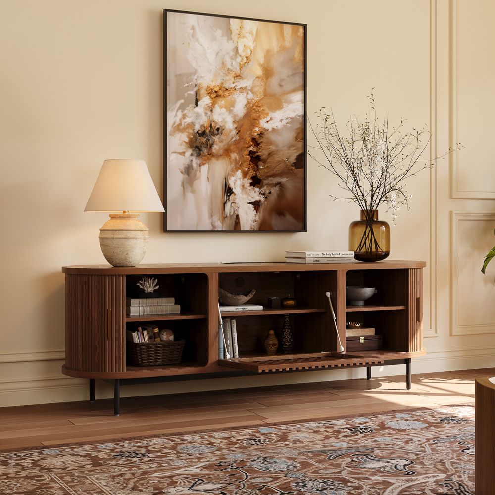 Walnut Color Engineered Wood TV Stands