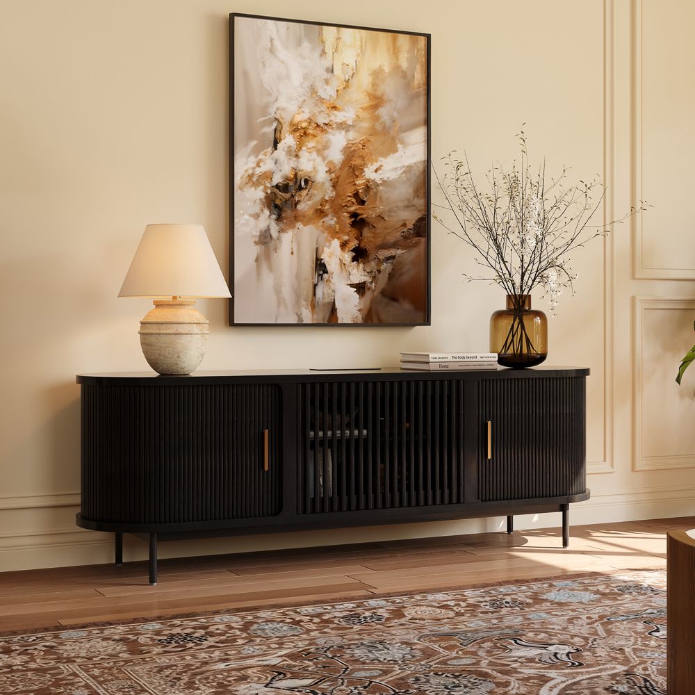 Eos Black Engineered Wood TV Stands