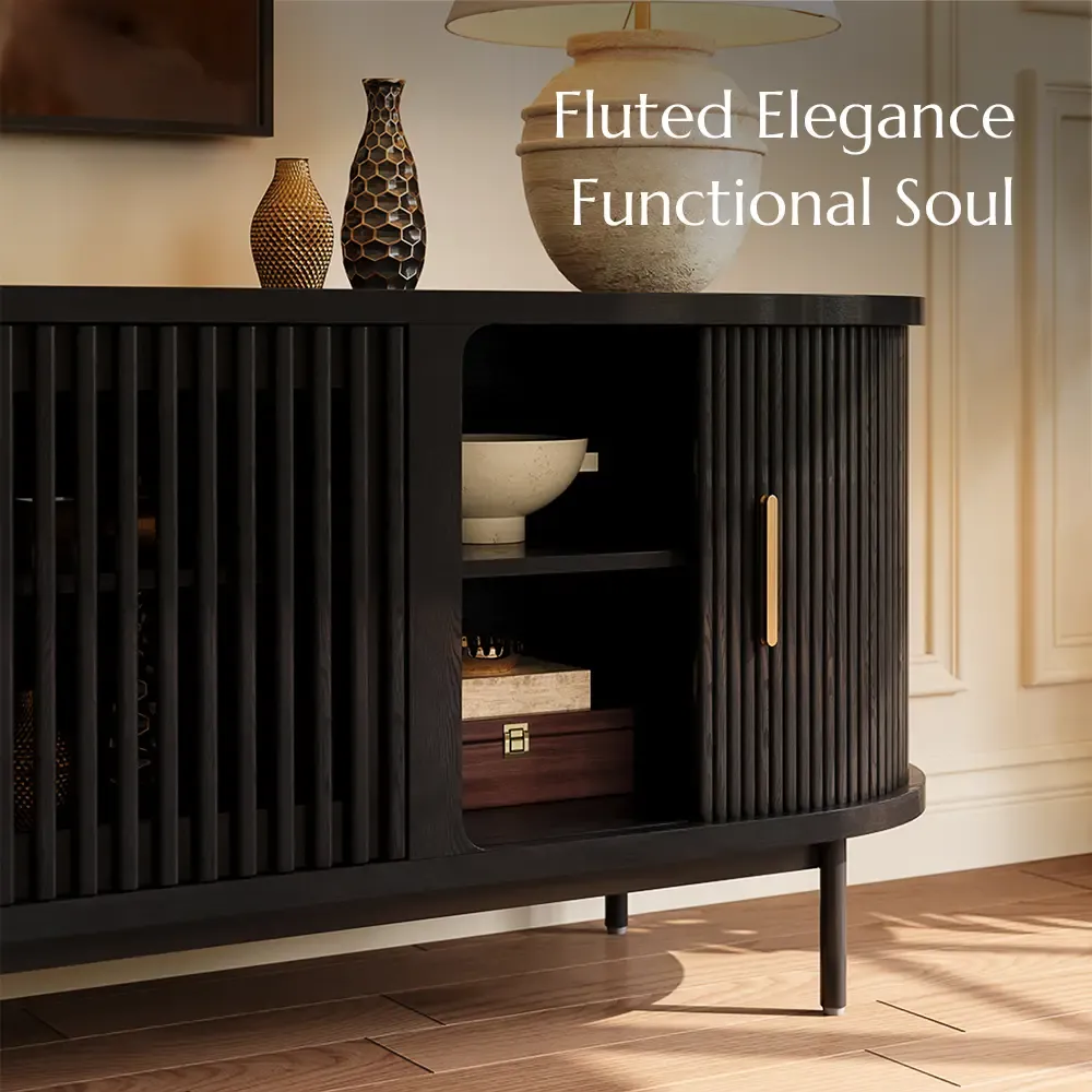 On the Ground Walnut Color Engineered Wood TV Stands