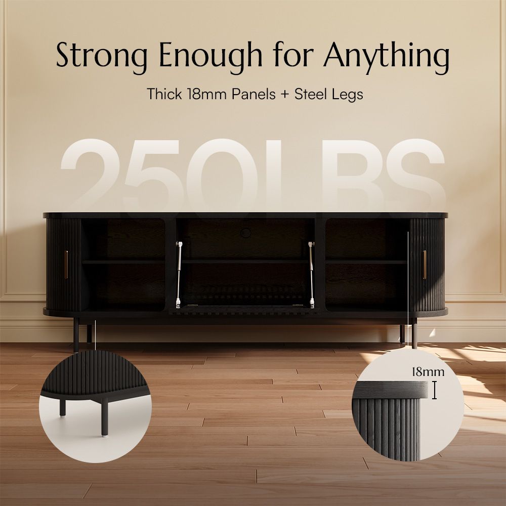 Mid Century Modern Walnut Color Engineered Wood TV Stands