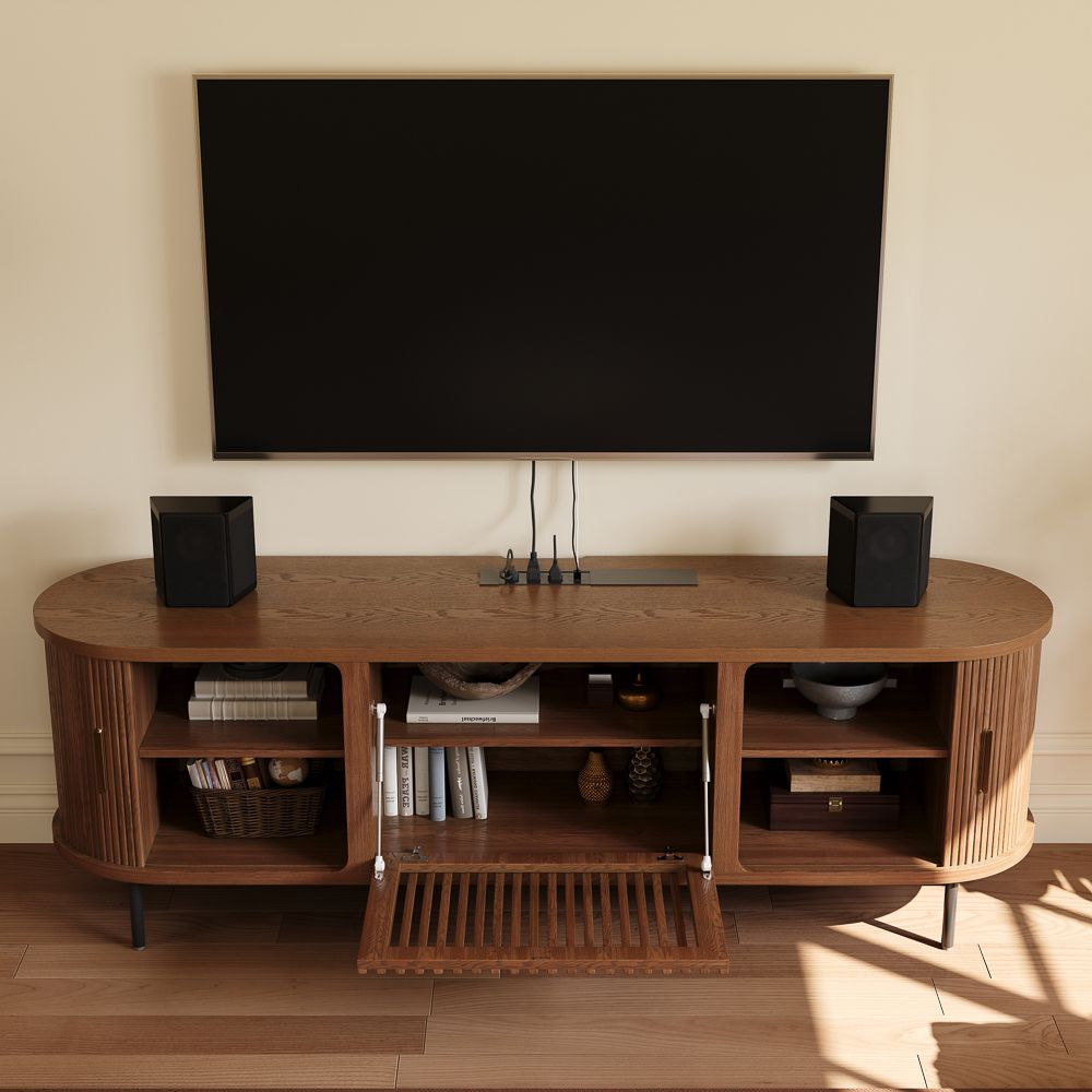 Eos Walnut Color Engineered Wood TV Stands