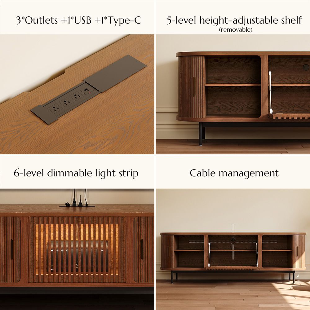 On the Ground Walnut Color Engineered Wood TV Stands