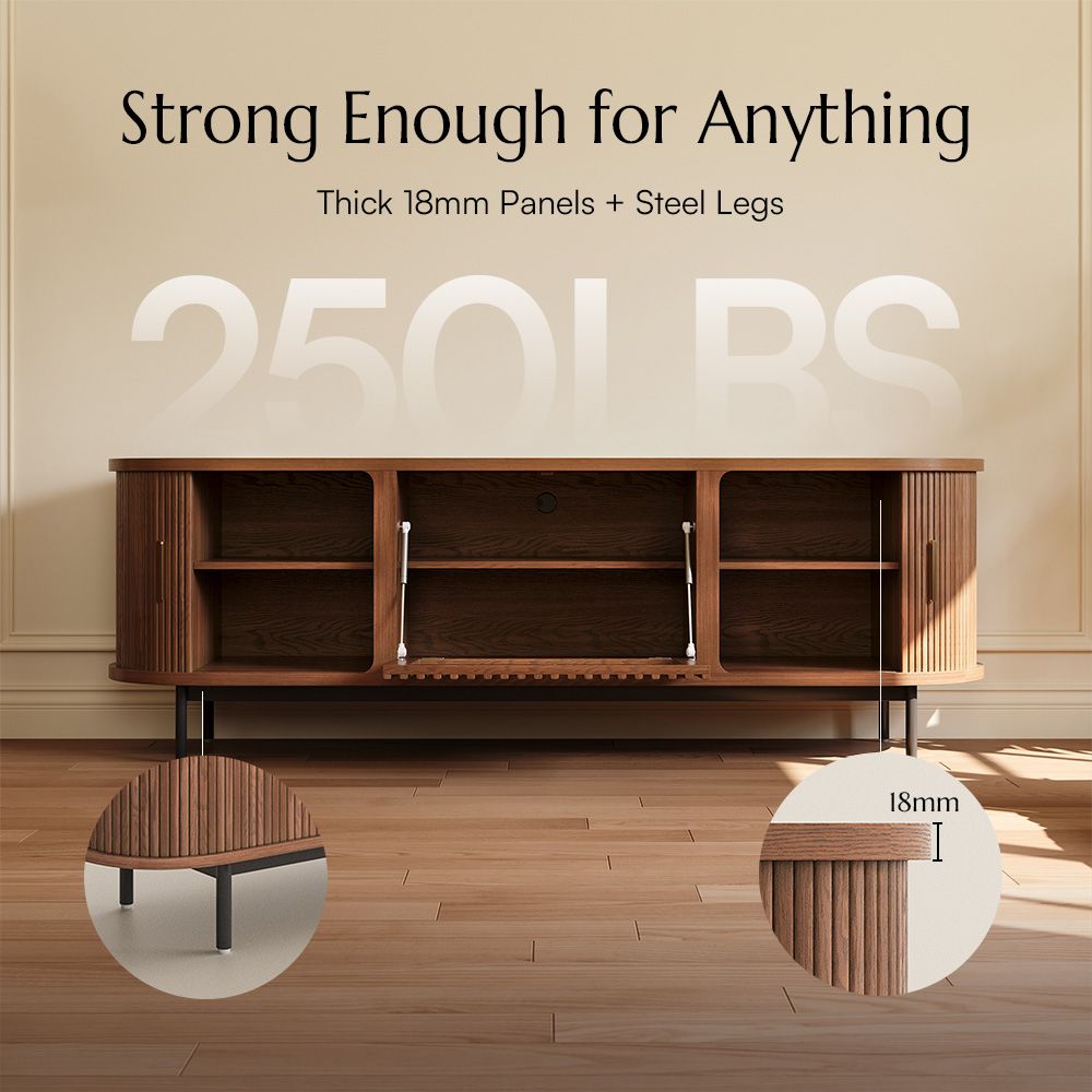 On the Ground Walnut Color Engineered Wood TV Stands