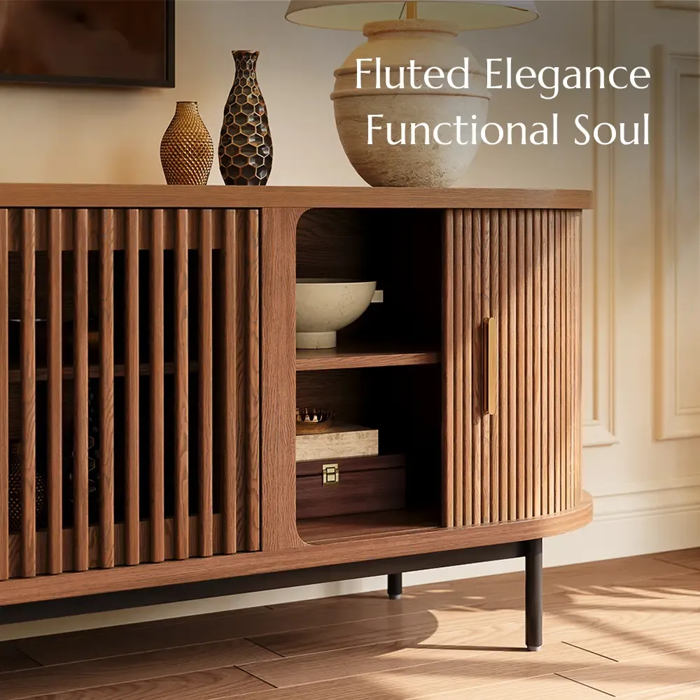 Eos Walnut Color Engineered Wood TV Stands