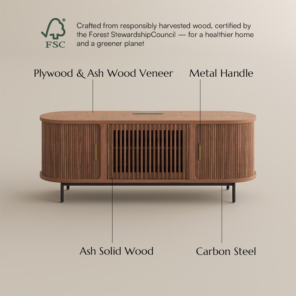 On the Ground Walnut Color Engineered Wood TV Stands