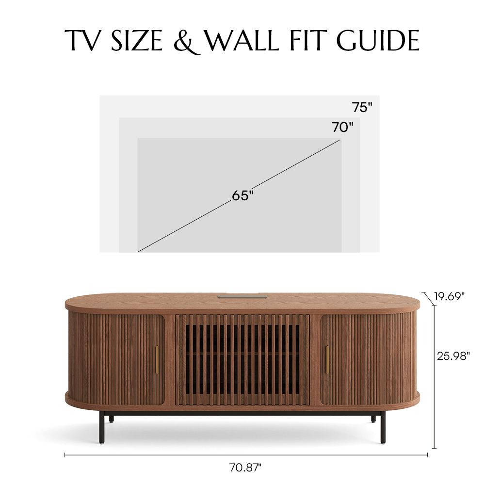 Mid Century Modern Walnut Color Engineered Wood TV Stands