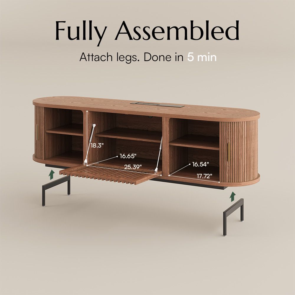 Living Room Walnut Color Engineered Wood TV Stands