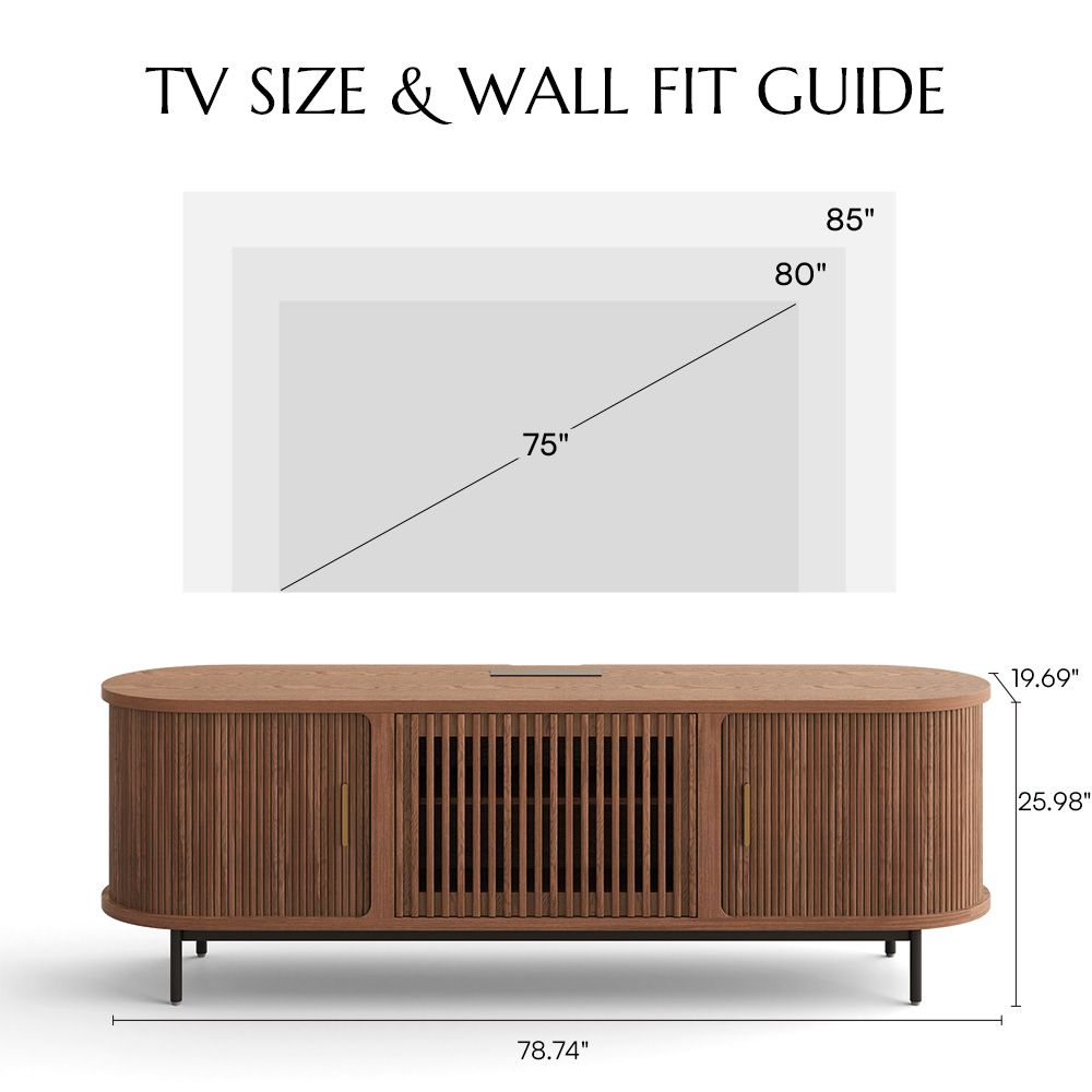 with Storage Walnut Color Engineered Wood TV Stands