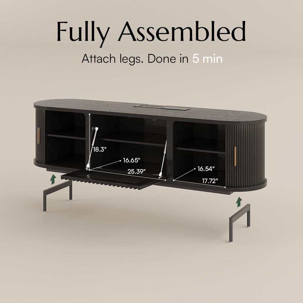 Living Room Black Engineered Wood TV Stands
