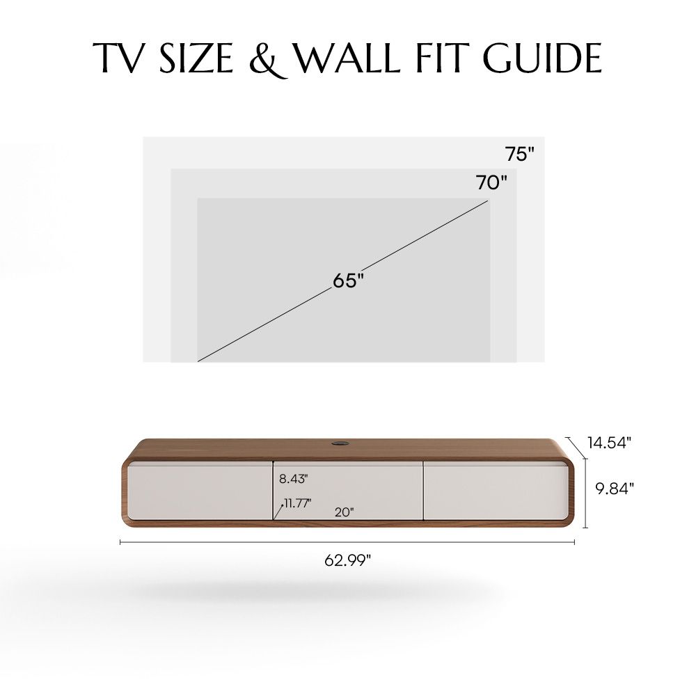 Floating Dark Wood & White MDF TV Stands