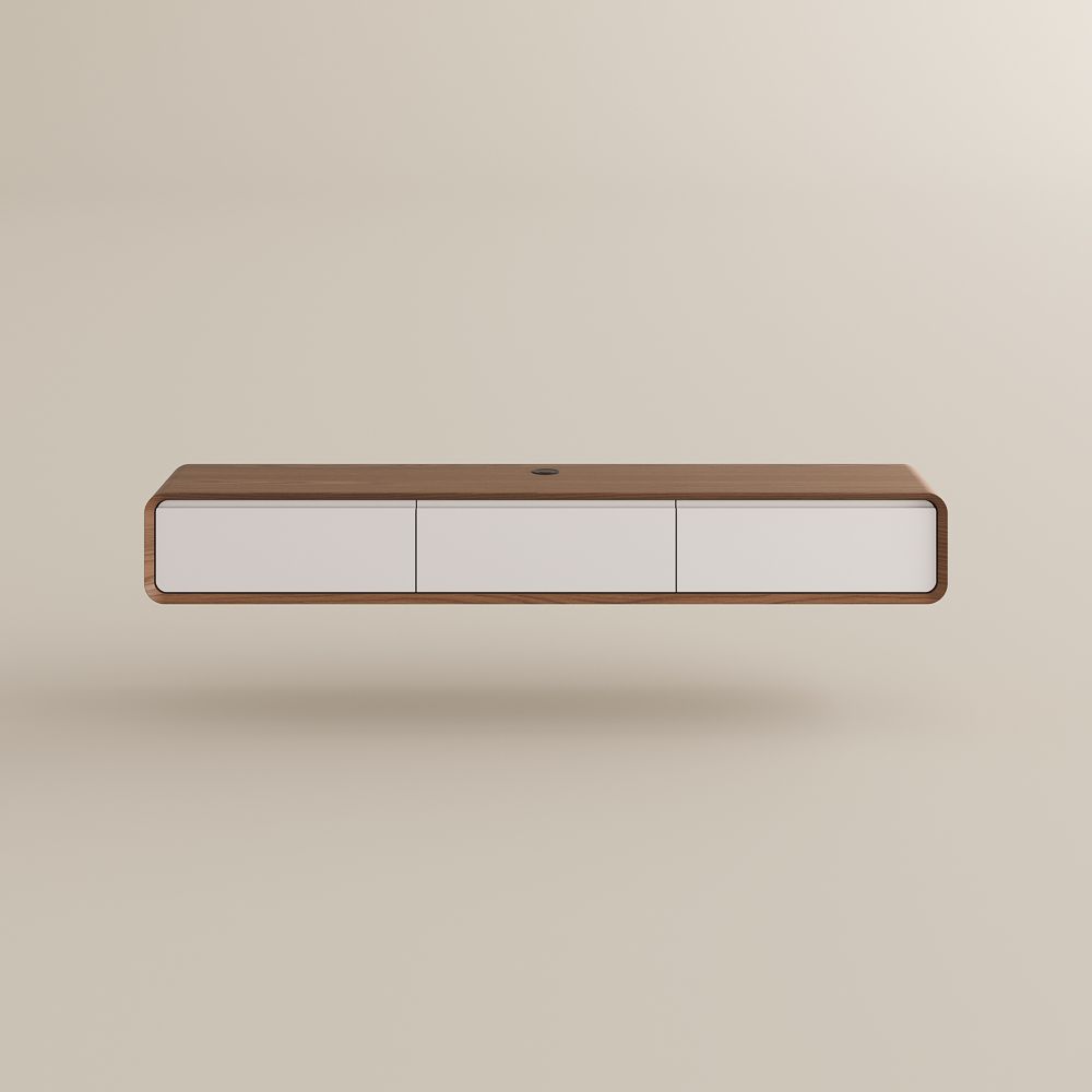 with Doors Dark Wood & White MDF TV Stands