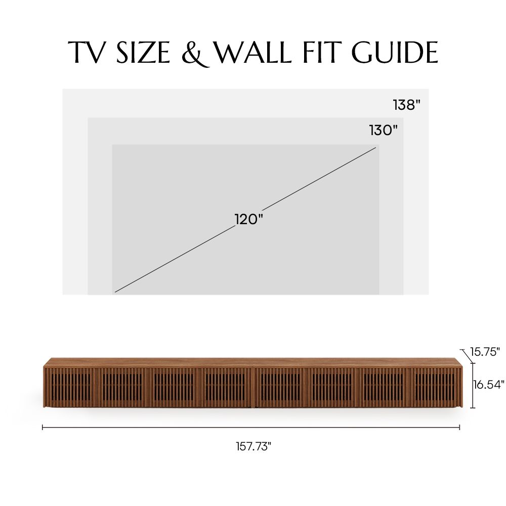 Slatted Design Walnut Color MDF TV Stands