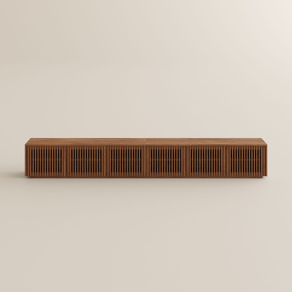 with Shelves Walnut Color MDF TV Stands