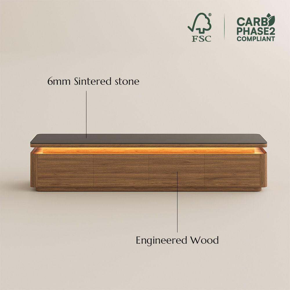 with Cabinets Dark Wood & Black MDF TV Stands