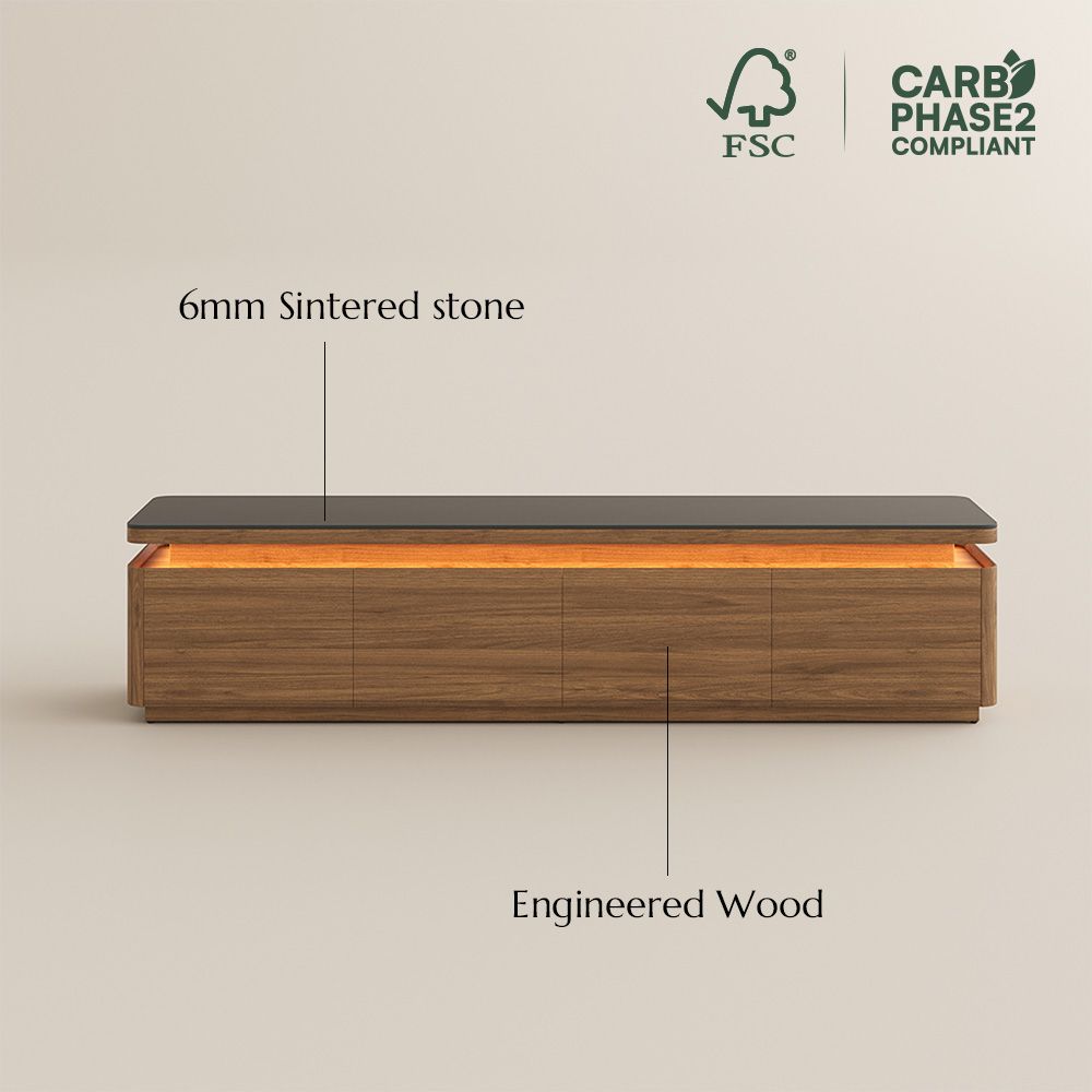 with Drawers Dark Wood & Black MDF TV Stands