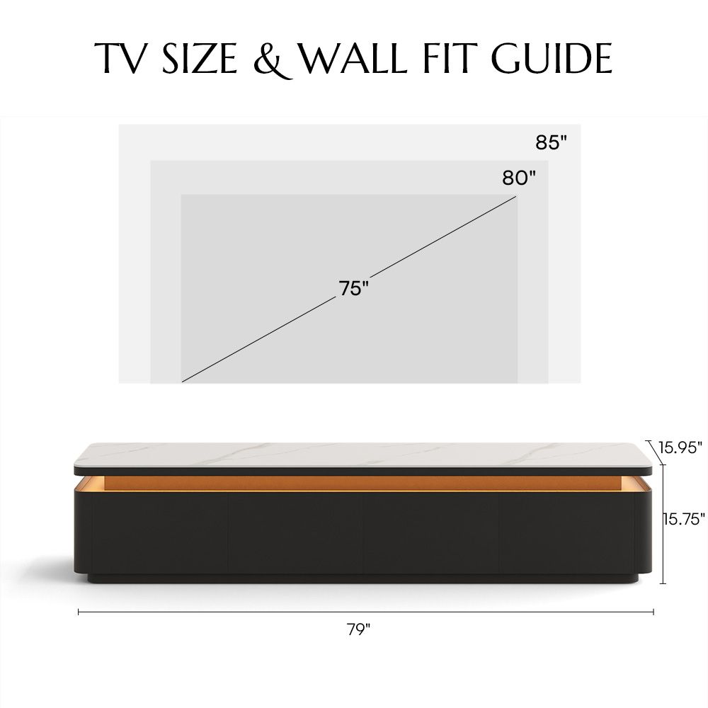 Perfect for 75 Inch TV White & Black MDF TV Stands