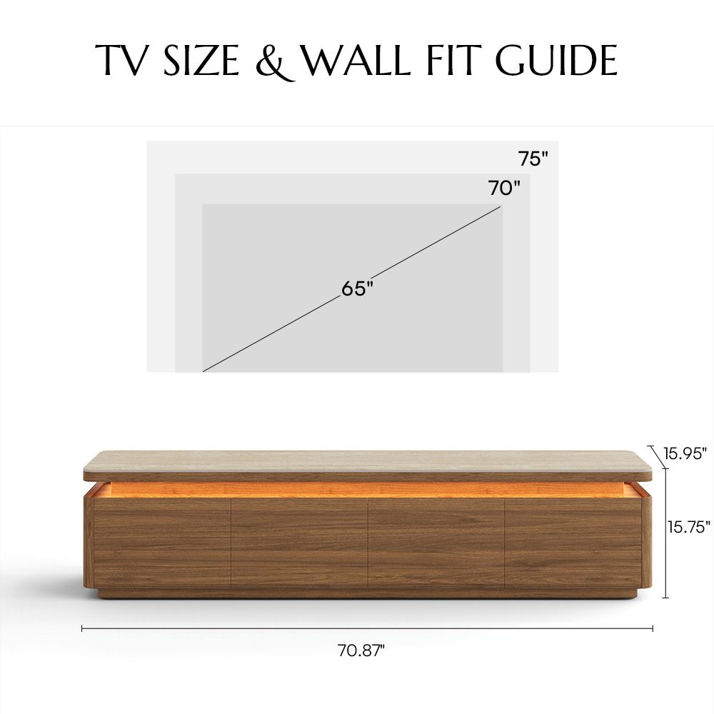 On the Ground Walnut Color MDF TV Stands