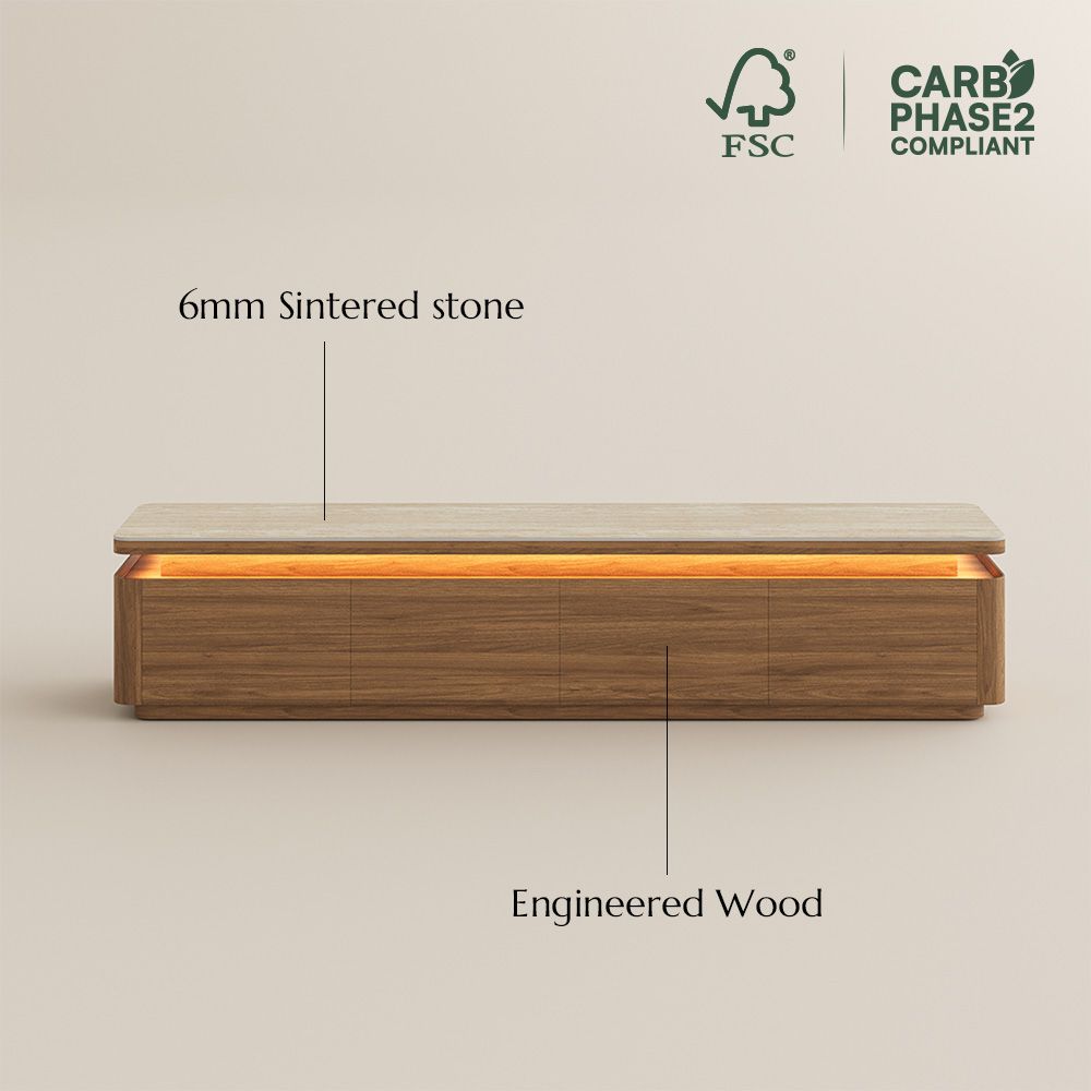 Sintered Stone Walnut Color MDF TV Stands