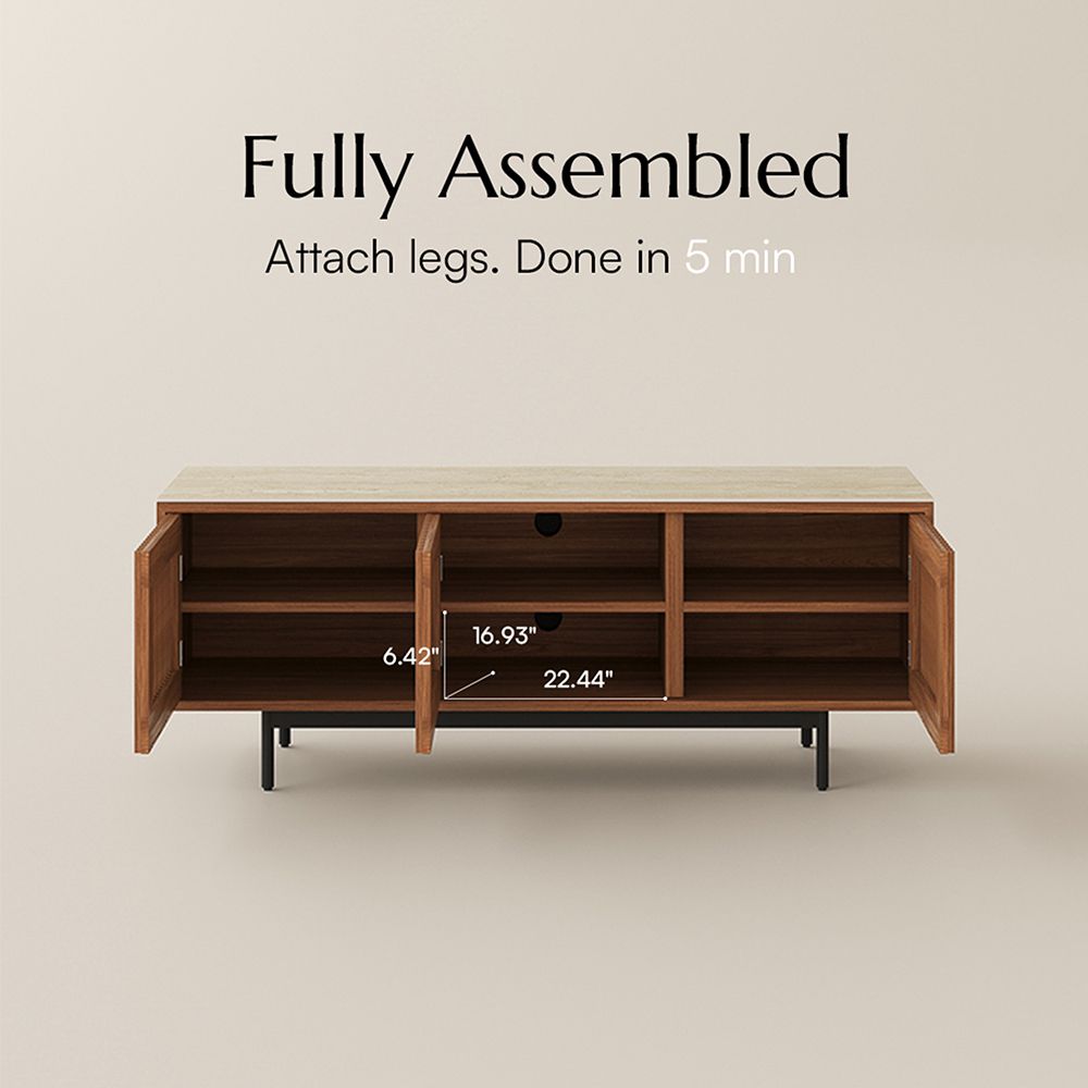 Perfect for 55 Inch TV Walnut Color MDF TV Stands