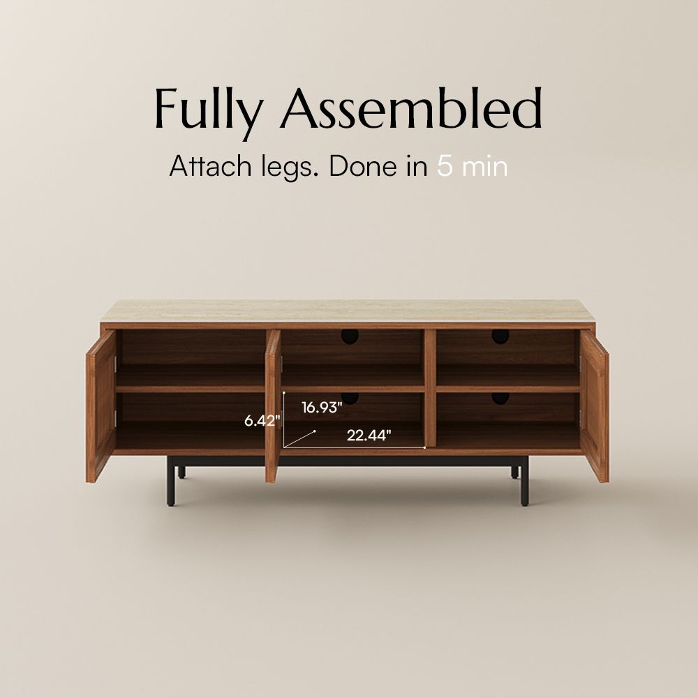 with Doors Walnut Color MDF TV Stands