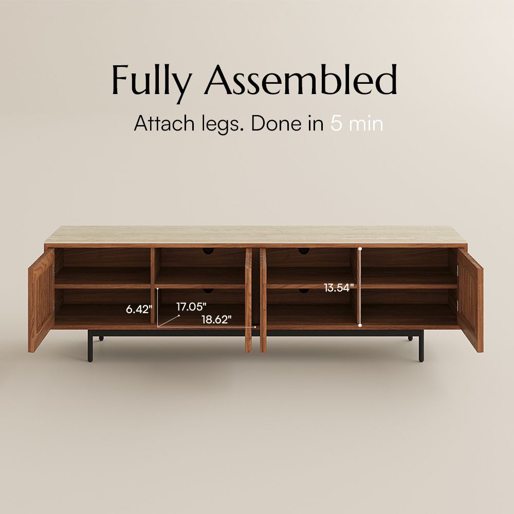 Sintered Stone Walnut Color MDF TV Stands