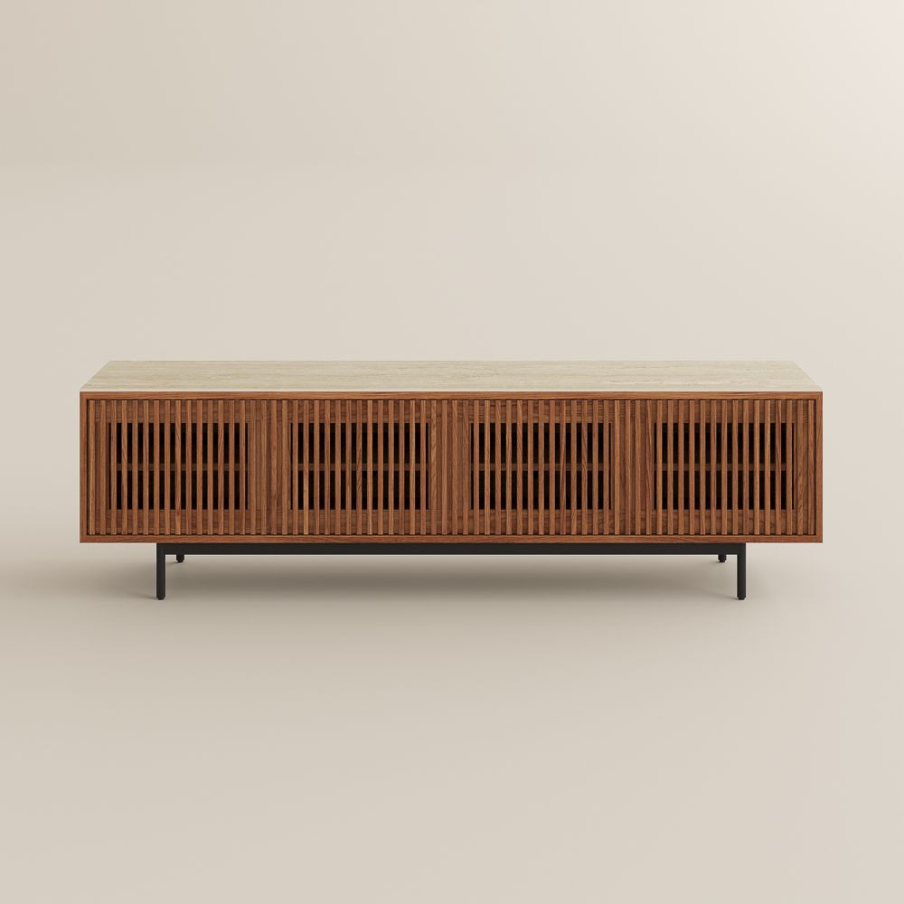 with Doors Walnut Color MDF TV Stands