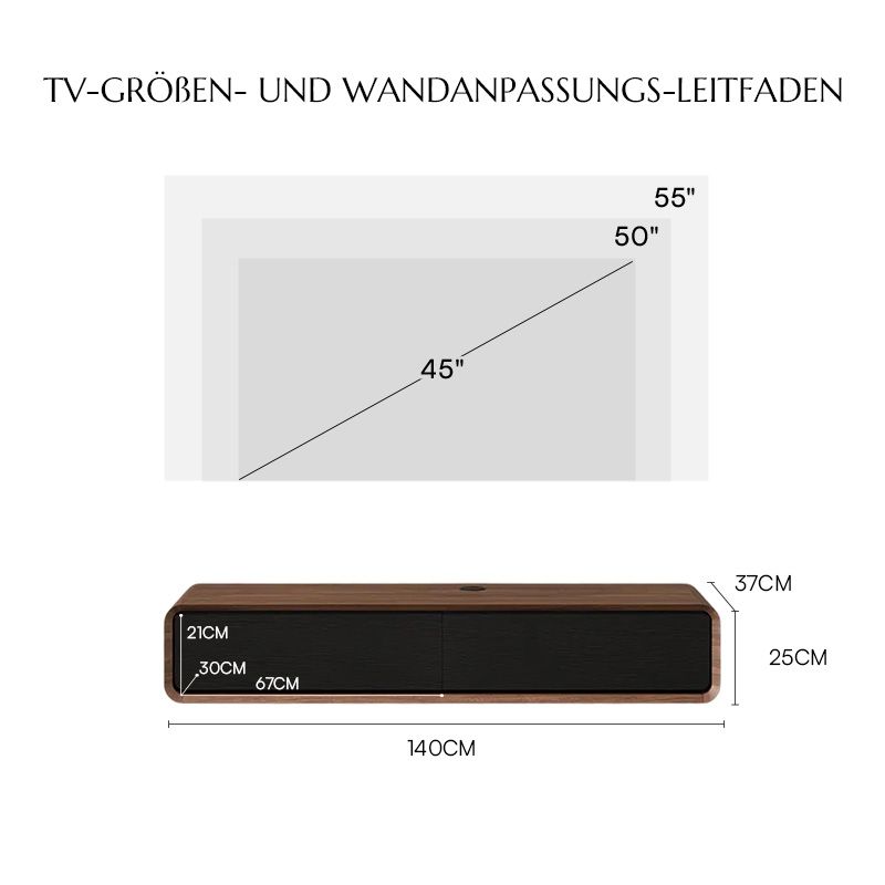 mit Schubladen Dunkles Holz und Schwarz  MDF TV-Möbel