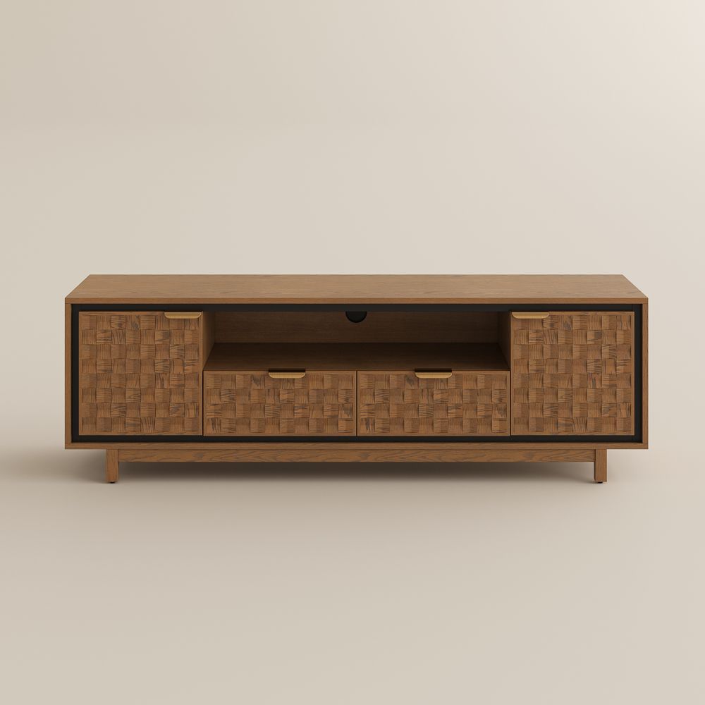 MDF Walnut Color Engineered Wood TV Stands
